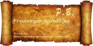 Presburger Bozsóka névjegykártya